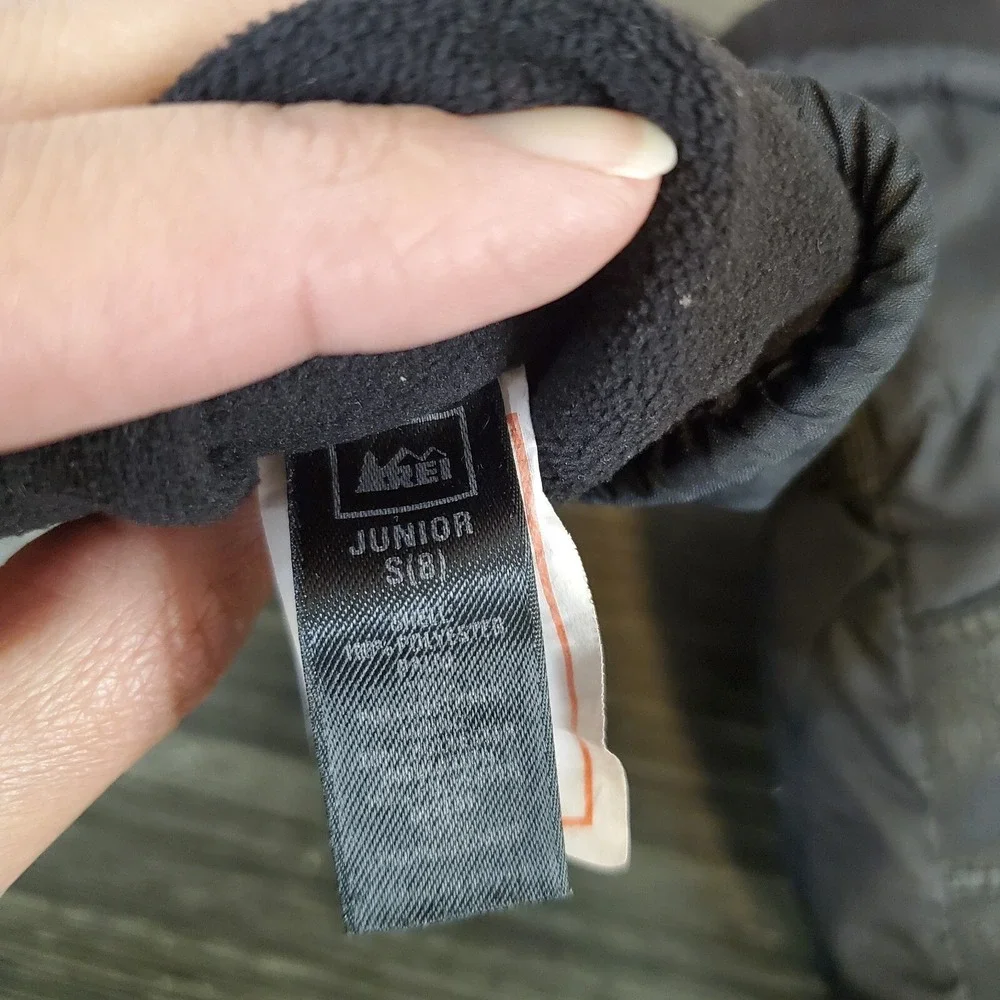 REI Junior Youth Sz‎ 8 Black Winter Ski Gloves Kids Children's Size
